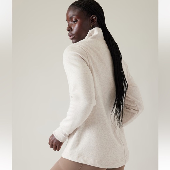 Athleta | Cozy Karma Twist Neck Sweatshirt | Toasted Brown Heather | Size S - Picture 2 of 15